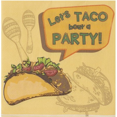 Blue Panda 150-Pack Disposable Paper Napkins Taco Fiesta Party Supplies, 2-Ply, Folded 6.5"x6.5"