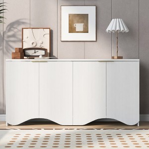 Bella Depot Four-Door Sideboard with Vertical Stripes and Wavy Design - 1 of 4