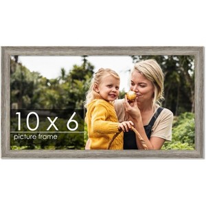 PosterPalooza | 10x6 Thin Barnwood Picture Frame, UV Acrylic, 2 Finishes - Grey and Black - 1 of 4