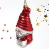 Vibrant Santa Gnome Glass Christmas Ornament| OrnamentallyYou - 4 of 4