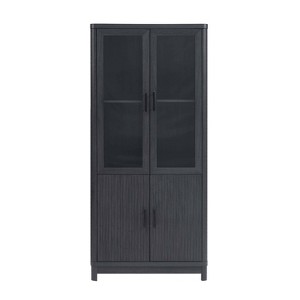 Manhattan Comfort 67.6" Jodie Bookcase with 6 Adjustable Shelves and Tempered Glass Doors - 1 of 4