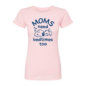 Women's - Peanuts - Moms Need Bedtimes Too Snoopy Fitted Graphic T-Shirt - 1 of 3