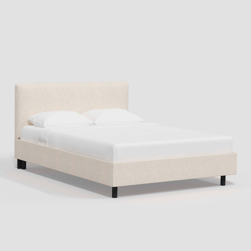 Photos - Bed Olivia Full Size Upholstered Square Platform  in Classic Linen Talc - Threshold™