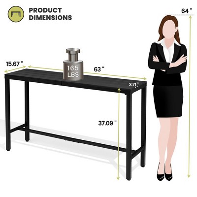 Black Metal and Plastic Outdoor Counter Height Bar Table