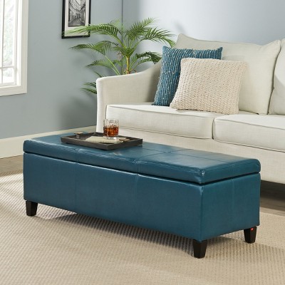 CAVINAS Leather Storage Ottoman Bench, Soft Bonded Leather, Smooth Immaculate Texture，for Entryway Natural Footstool for Living Room
