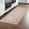 8' Coral And Blue Oriental Runner Rug - 2 of 4