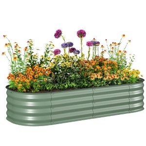 Outsunny Galvanized Raised Garden Bed Kit, Metal Planter Box with Safety Edging - 1 of 4