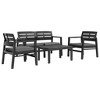 vidaXL Patio Lounge Set, 4 Piece Outdoor Furniture Set, Anthracite - Includes Coffee Table, Bench, Armchairs and Cushions - 2 of 4