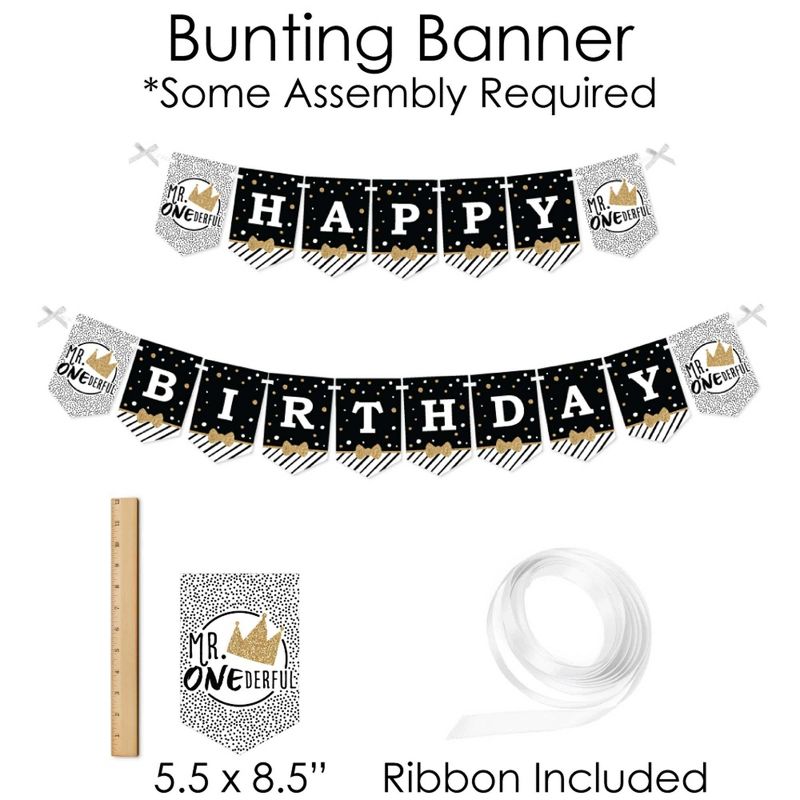 Big Dot of Happiness 1st Birthday Little Mr. Onederful - Banner and Photo Booth Decorations - Boy First Birthday Supplies Kit - Doterrific Bundle, 4 of 7