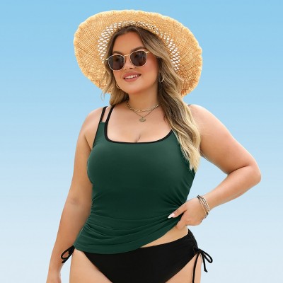 Women's Plus Size Sporty Emerald Green Tankini Top -Cupshe