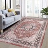 Washable Vintage Printed Rug Non Slip Low Pile Rug Soft Throw Floor Cover Foldable Indoor Carpet for Living Room Bedroom Playroom - 3 of 4