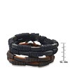 Steeltime Men's 2pc genuine braided black and brown leather drawstring bracelets - 3 of 4