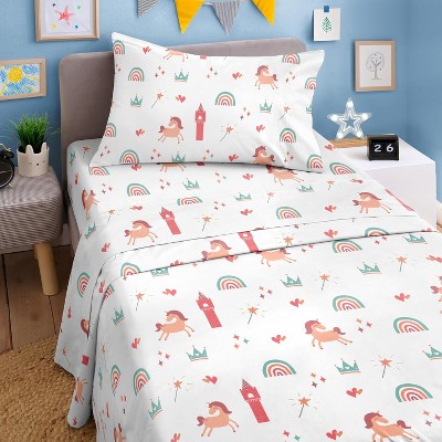 Kids 4 Piece Bed Sheet Set - Cute & Cozy Wrinkle-Resistant with Vibrant Designs - CGK Linens.