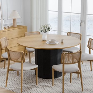 PexFix 52 in.H Solid Wood Round Dining Table Kitchen Table for 4-6 with Tabletop and Cylindrical Base for Living/Dining Room Coffee Office in Natural - 1 of 4