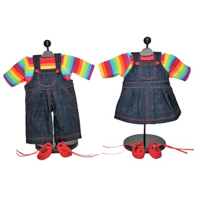 The Queen's Treasures 15 Inch Doll Set of Two Overall Skirt & Pants Outfits