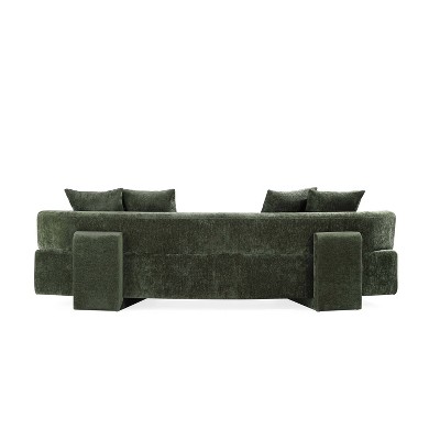 Olive Green Chenille 3-Piece Sofa and Accent Chairs Set