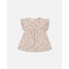 Deux par Deux Girl Printed Seersucker Blouse with Frills Pink Flowers on Cream Background - 3 of 4