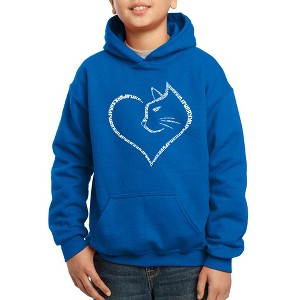 LA Pop Art Cat Heart - Boy's Word Art Hooded Sweatshirt - 1 of 4