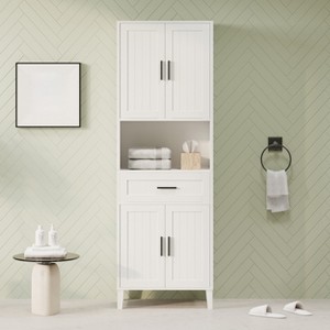 70.9" Bathroom Storage Cabinet, Freestanding Slim Floor Cabinet with Adjustable Shelves, Kitchen Pantry Cabinet for Living Room Kitchen - 1 of 4