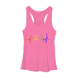 Adult Design By Humans Pride Heartbeat Rainbow By LuckyCharm99 Racerback Tank Top - 1 of 2