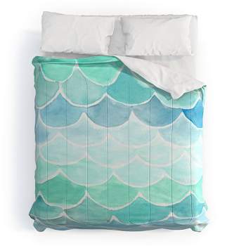Green Wonder Forest Mermaid Scales Comforter Set - Deny Designs

