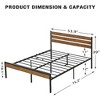 Platform Bed Frame with Rustic Wood Headboard, Bed Frame Queen with Strong Metal Slats Support, Under Bed Storage - 2 of 4