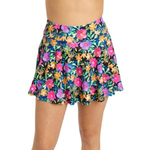 Calypsa Women's High Waisted Chlorine Resistant Flowy Swim Skirt With Attached Shorts - 1 of 4