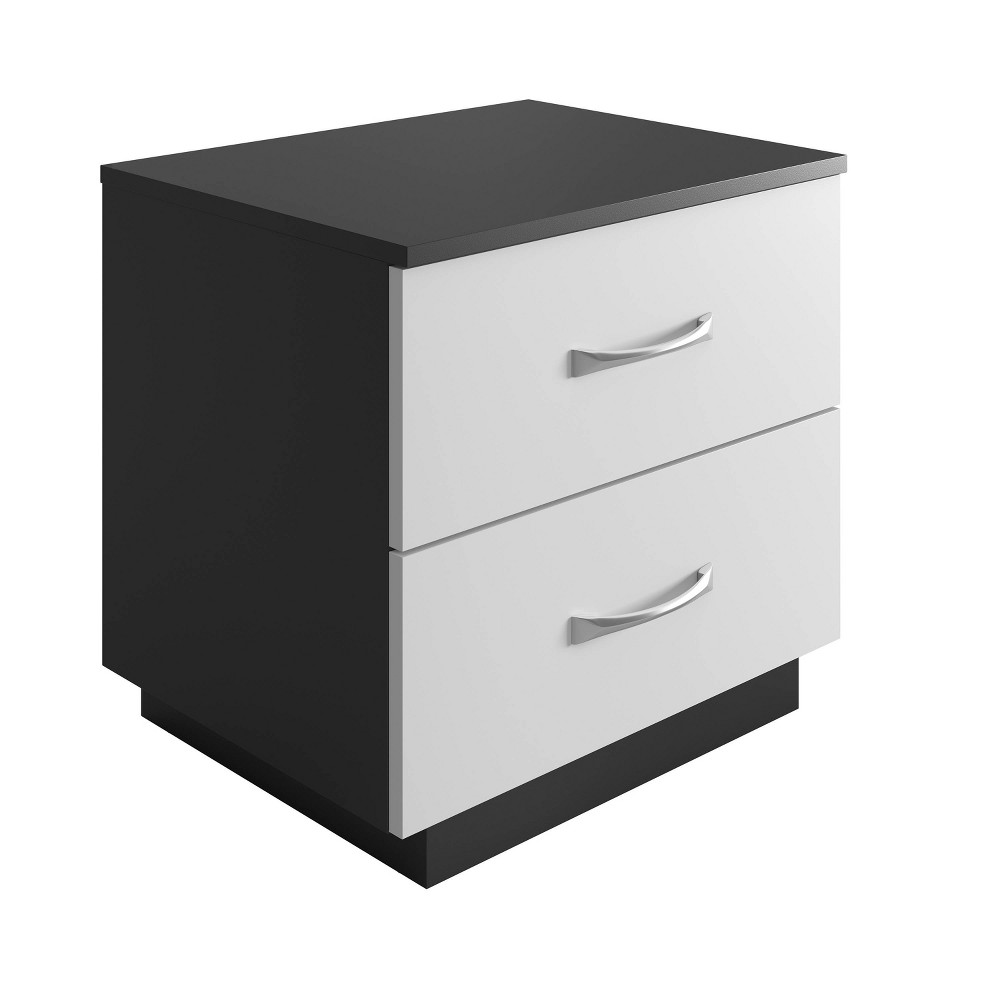 Photos - Storage Сabinet Hamilton Modern 2 Drawer Pedestal Base Nightstand Black/White - Boyd Sleep