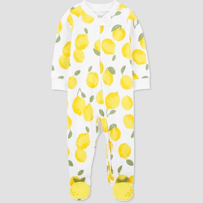 Carter's Just One You® Baby Girls' Lemon Footed Pajama - White/Yellow Newborn