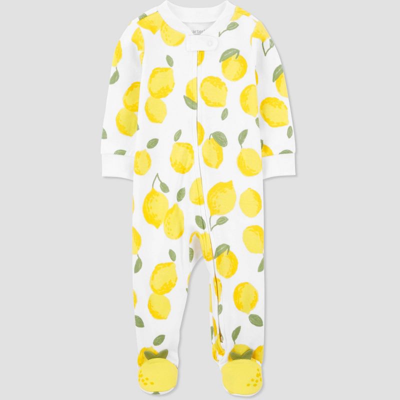Carter's Just One You® Baby Girls' Lemon Footed Pajama - White/Yellow, 1 of 10