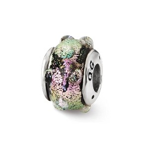 Black Bow Jewelry Purple Dotted Dichroic Glass Sterling Silver Bead Charm - 1 of 3