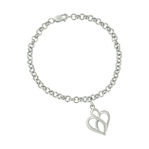 Haus of Brilliance Silver Open Heart with Center Vertical Infinity Chain Charm Bracelet - 1 of 4