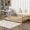 Racxily Full Size Floor Bed with Fence and Door,Rubber Wood Floor Bed with Safety Guardrails,Natural - 3 of 4