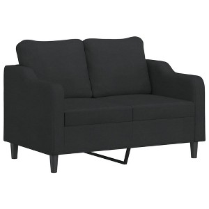 vidaXL Modern 2-Seater Sofa - Black Fabric and Metal Frame with Thick Padding for Living Room, Lounge, Patio Seating - 1 of 4