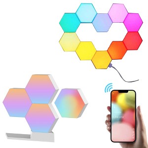 Yescom APP Control WiFi Hexagon LED Light Kit 14 Blocks & Base w/Alexa Google Home Game Room Decoration - 1 of 4