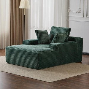 Oversized Chaise Lounge Chair Cozy Cloud Couch, Modern Plush Corduroy Upholstered Sleeper Sofa Daybed with 3 Throw Pillows and Wide Armrest - 1 of 1