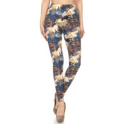 Slickblue Regular Fit, Floral High Waisted Leggings, Stretch Pants for Women, Elastic Waist, Multicolor, One Size