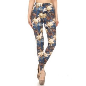 Slickblue Regular Fit, Floral High Waisted Leggings, Stretch Pants for Women, Elastic Waist, Multicolor, One Size - 1 of 4
