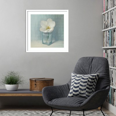 White Tulip in Glass Vase Framed Lithograph Print