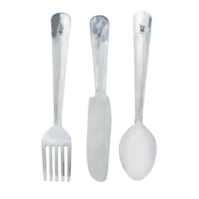 Set of 3 Aluminum Utensils Knife, Spoon and Fork Wall Decors - Olivia & May, 4 of 8
