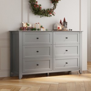 Modern 6 Drawer Dresser for Bedroom, 54" Wide Wooden Dressers with Large Storage,Handleless Chest of Drawers TV Stand for Living Room & Hallway - 1 of 4