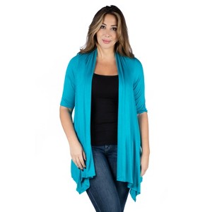 24seven Comfort Apparel Women's Plus Elbow Length Open Cardigan - 1 of 3