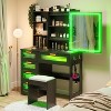 Vlsrka Vanity Desk with Sliding Mirror and LED Lights, RGB Vanity with Charging Station - 3 of 3