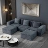 Combo Modular Sofa with 3 Seats for Living Room, Sectional Sofa with Ottoman, Sofa with Foam Filling and Corduroy Fabric-Coolbibila - 2 of 4