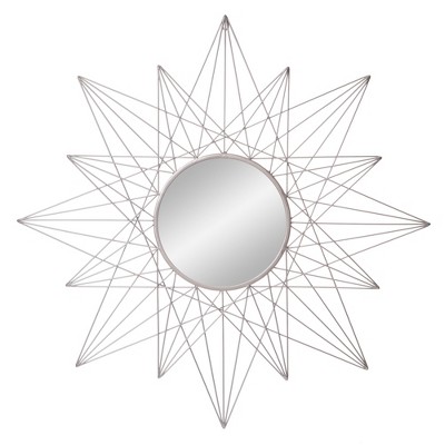 36" Geometric Sunburst Wall Accent Mirror Silver - Patton Wall Decor