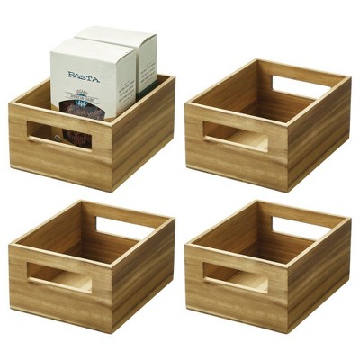iDesign Acacia Wood Pantry Bin with Handles - Set of 4 - Natural
