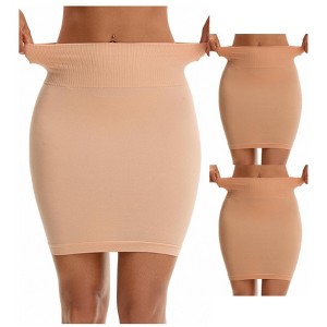 INSPIRE CHIC Women's 3 Packs High Waist Under Skirt Seamless Half Slips Shaping Under Mini Dress - 1 of 4