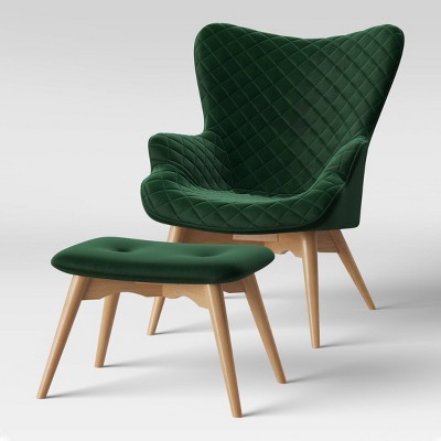 Target Green Velvet Chair 60, Emerald Green Accent Chair With Ottoman