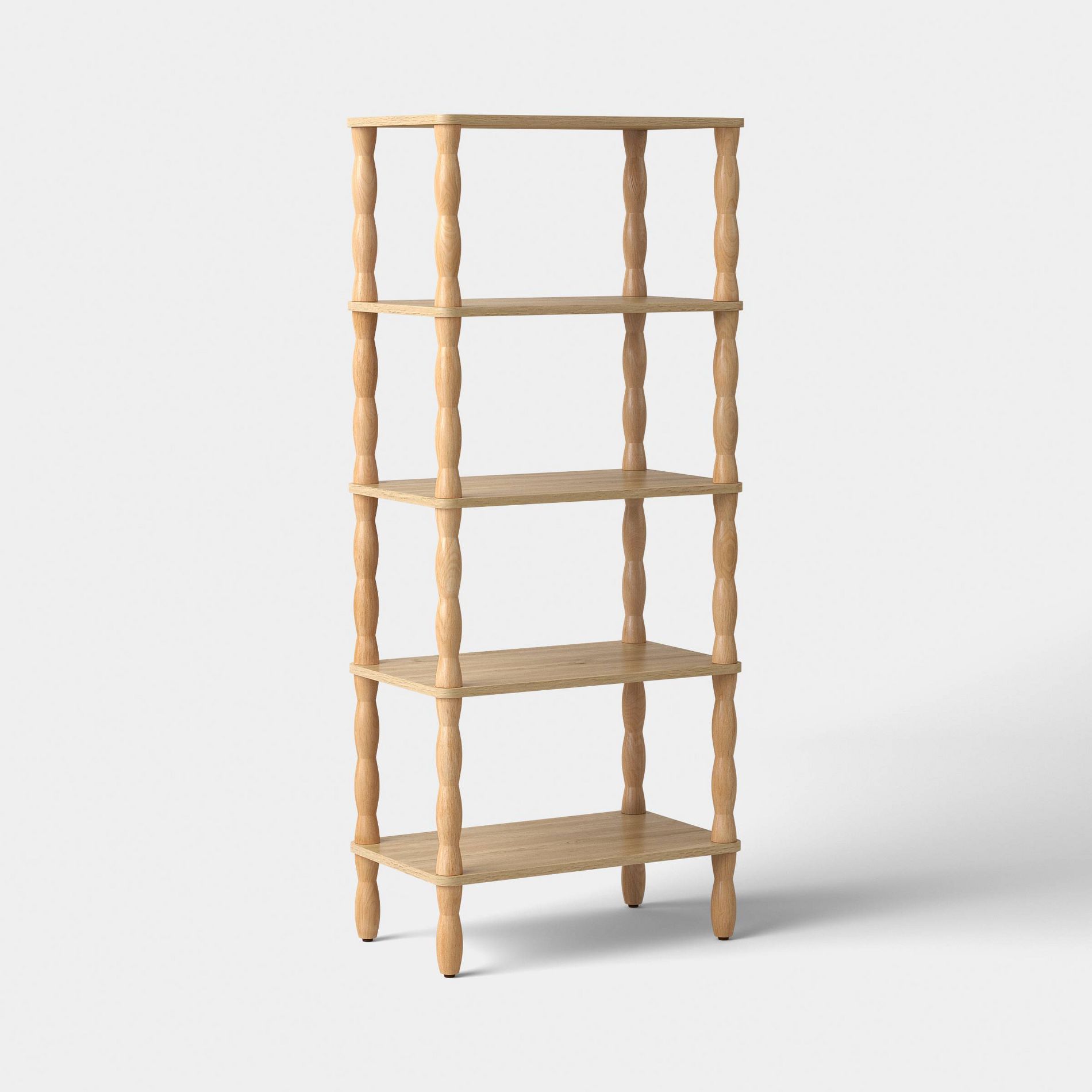 Bobbin Turned Wood Bookshelf with Five Shelves Natural - Room Essentials™