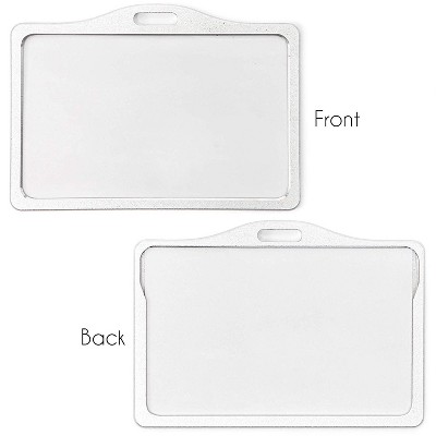  Juvale 10-Pack Aluminium Alloy ID Badge Holder with Lanyard, Horizontal Style, Dual Transparent PVC Protector, Name Tag, Silver 